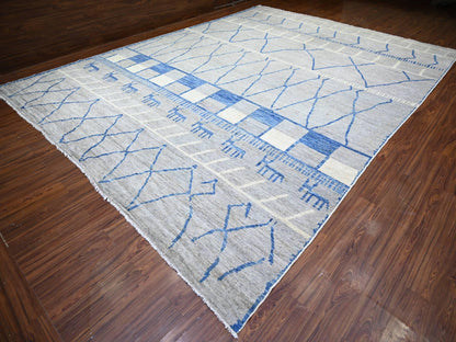 Tribal & Geometric hand-knotted wool rug in Gray, 11'9" x 15'7" — SKU O073491 (view 3)