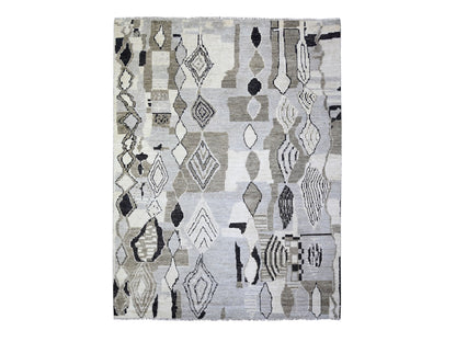 Tribal & Geometric hand-knotted wool rug in Ivory, 7'4" x 9'6" — SKU O073492