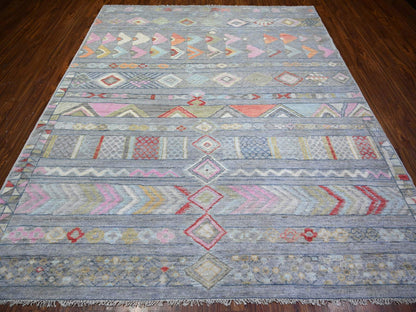 Tribal & Geometric hand-knotted wool rug in Gray, 8'2" x 9'8" — SKU O073527 (view 2)