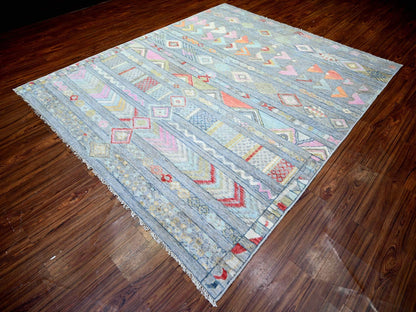 Tribal & Geometric hand-knotted wool rug in Gray, 8'2" x 9'8" — SKU O073527 (view 3)