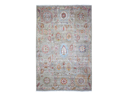 Brown 6'0" x 9'2" Oushak / Peshawar Hand knotted Wool Rug - Sku: O073548