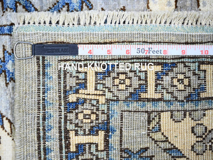 Ersari Tribal & Geometric hand-knotted wool runner in Gray & Ivory, 4' x 10'1" — SKU O073558 (view 6)