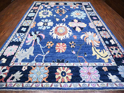 Blue 10'0" x 13'9" Oushak And Peshawar Hand knotted Wool Rug - Sku: O073583