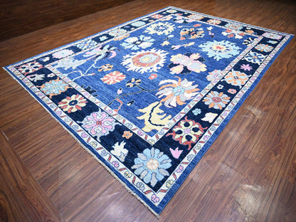 Blue 10'0" x 13'9" Oushak And Peshawar Hand knotted Wool Rug - Sku: O073583