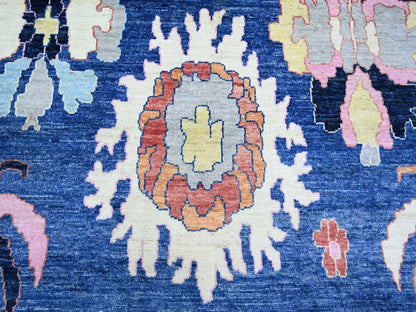 Blue 10'0" x 13'9" Oushak And Peshawar Hand knotted Wool Rug - Sku: O073583