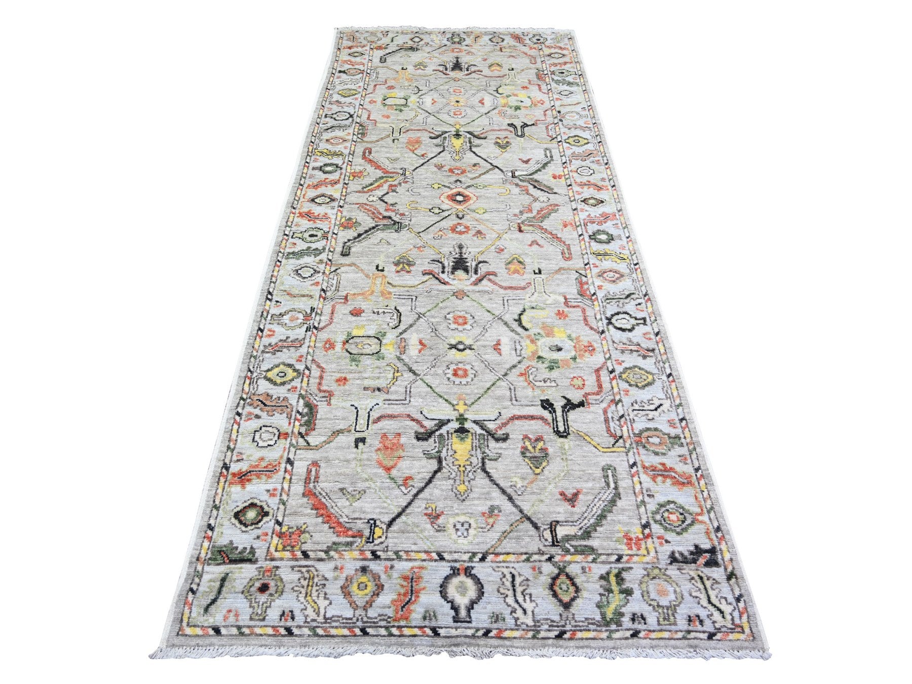 Gray 4'0" x 9'10" Oushak / Peshawar Hand knotted Wool Rug - Sku: O073588