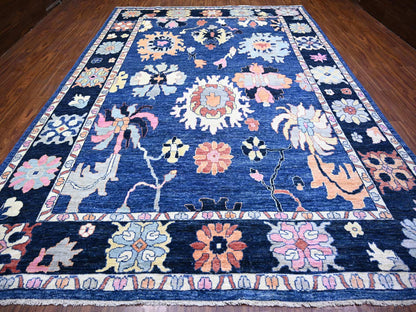 Blue 10'0" x 13'9" Oushak And Peshawar Hand knotted Wool Rug - Sku: O073596