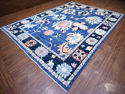 Blue 10'0" x 13'9" Oushak And Peshawar Hand knotted Wool Rug - Sku: O073596