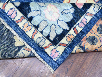 Blue 10'0" x 13'9" Oushak And Peshawar Hand knotted Wool Rug - Sku: O073596