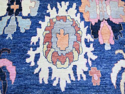 Blue 10'0" x 13'9" Oushak And Peshawar Hand knotted Wool Rug - Sku: O073596