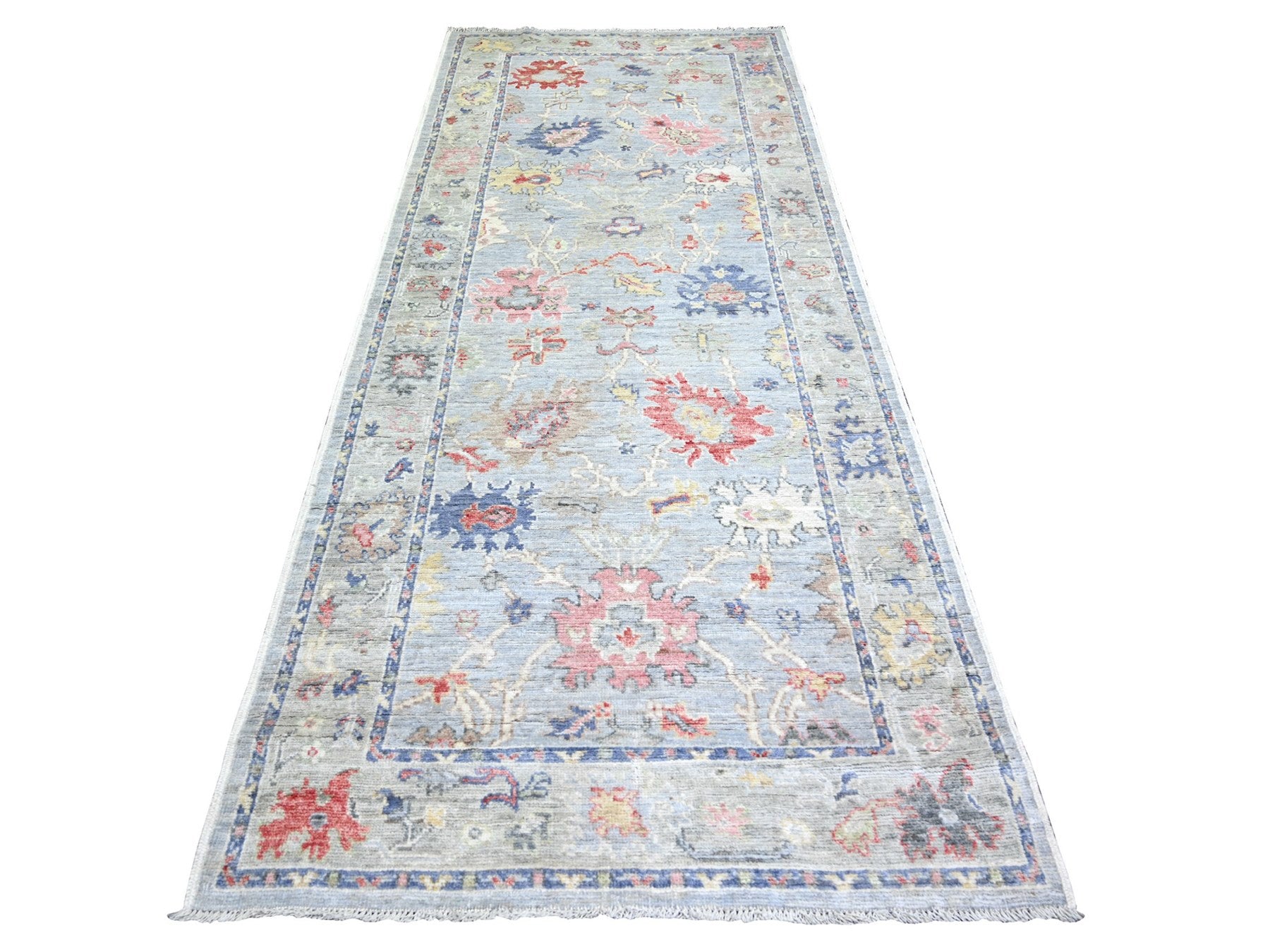 Gray 4'0" x 10'0" Oushak / Peshawar Hand knotted Wool Rug - Sku: O073597