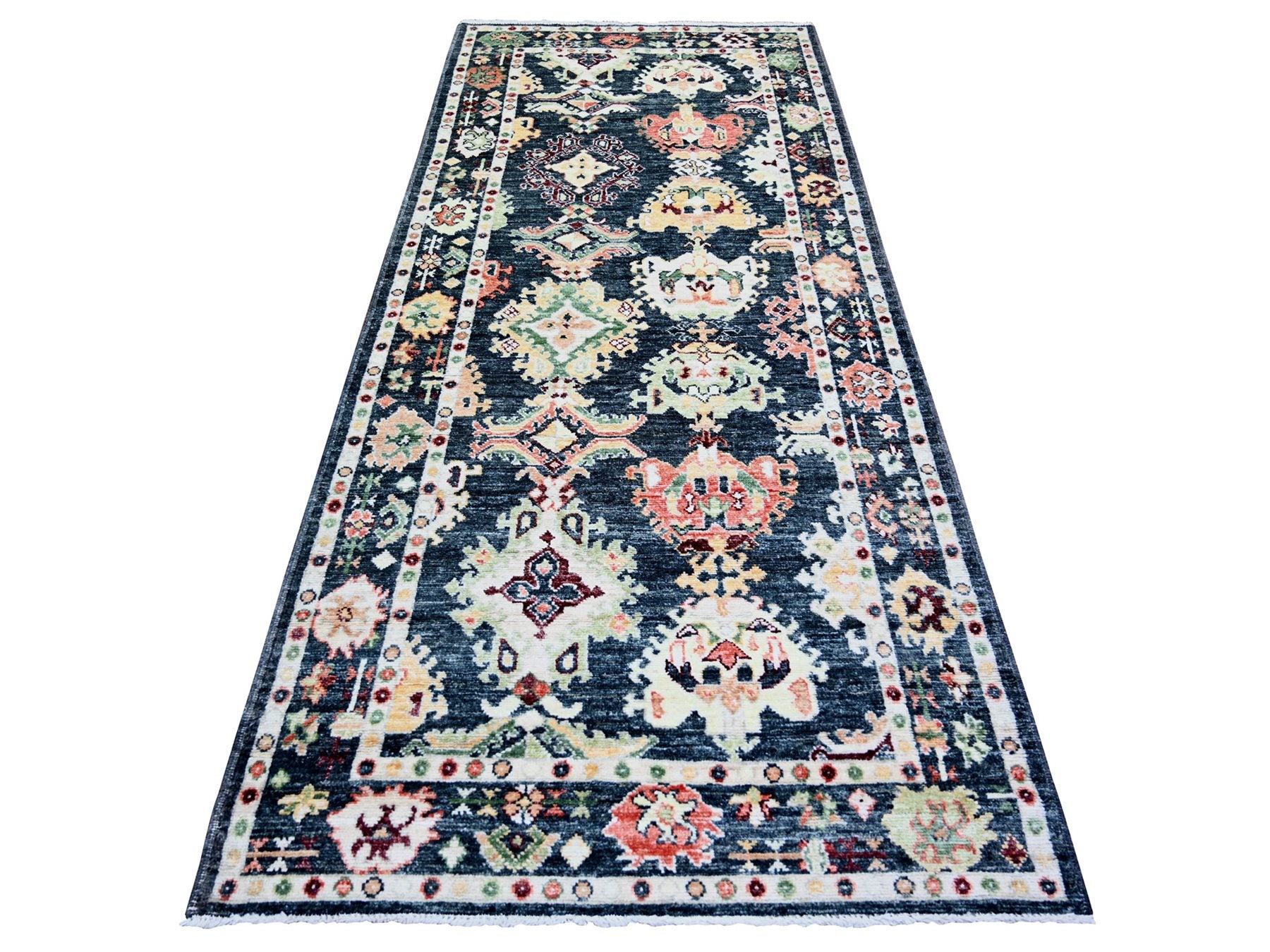 Black 4'2" x 9'6" Oushak / Peshawar Hand knotted Wool Rug - Sku: O073598