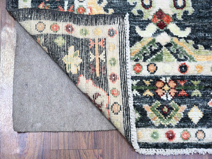 Black 4'2" x 9'6" Oushak And Peshawar Hand knotted Wool Rug - Sku: O073598