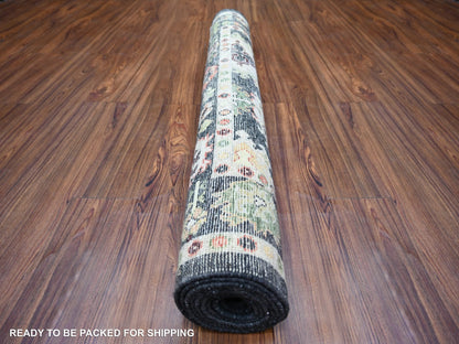 Black 4'2" x 9'6" Oushak And Peshawar Hand knotted Wool Rug - Sku: O073598