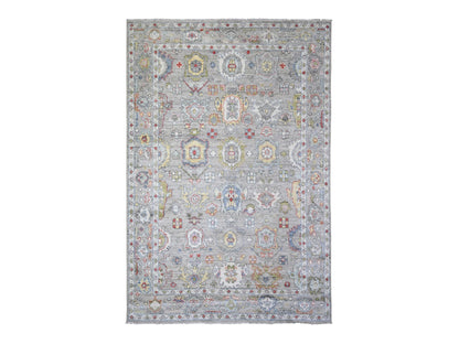 Grey 6'1" x 9'0" Oushak And Peshawar Hand knotted Wool Rug - Sku: O073611