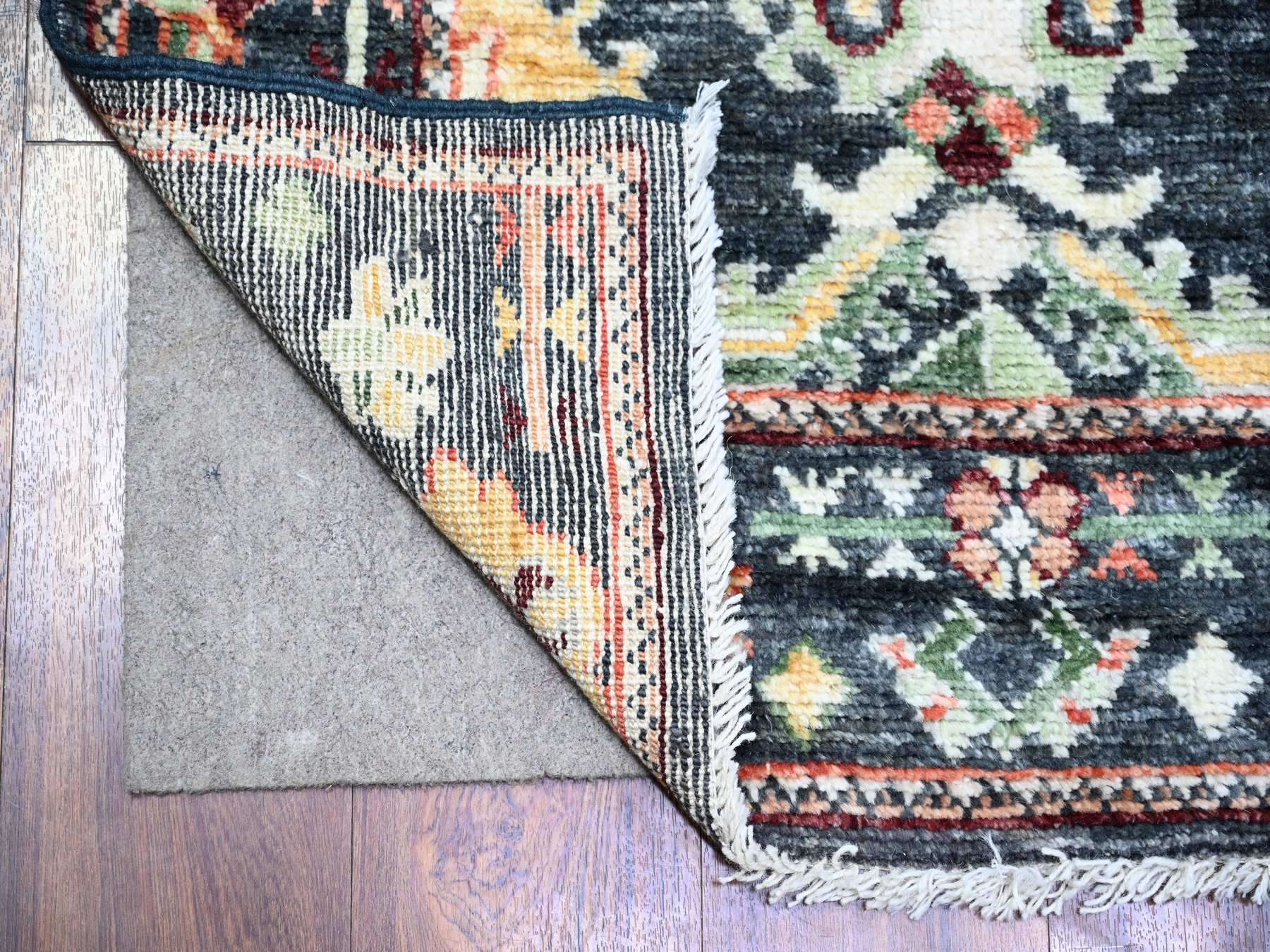 Black 2'9" x 9'9" Oushak / Peshawar Hand knotted Wool Rug - Sku: O073656