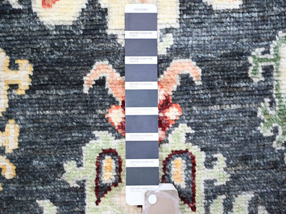 Black 2'9" x 9'9" Oushak And Peshawar Hand knotted Wool Rug - Sku: O073656