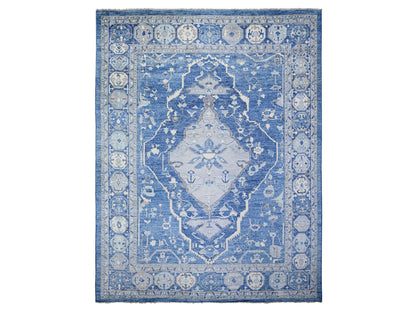 Blue 11'9" x 15'1" Tribal & Geometric Hand knotted Wool Rug - Sku: O073666