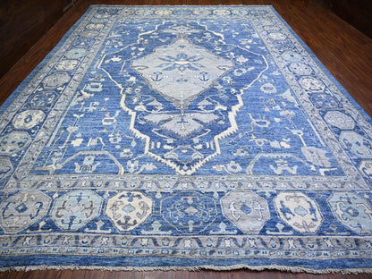Blue 11'9" x 15'1" Tribal & Geometric Hand knotted Wool Rug - Sku: O073666