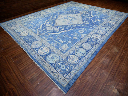 Blue 11'9" x 15'1" Tribal & Geometric Hand knotted Wool Rug - Sku: O073666