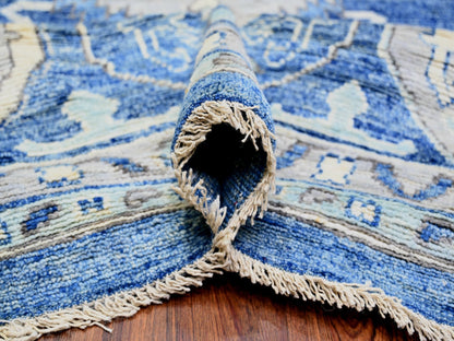 Blue 11'9" x 15'1" Tribal & Geometric Hand knotted Wool Rug - Sku: O073666