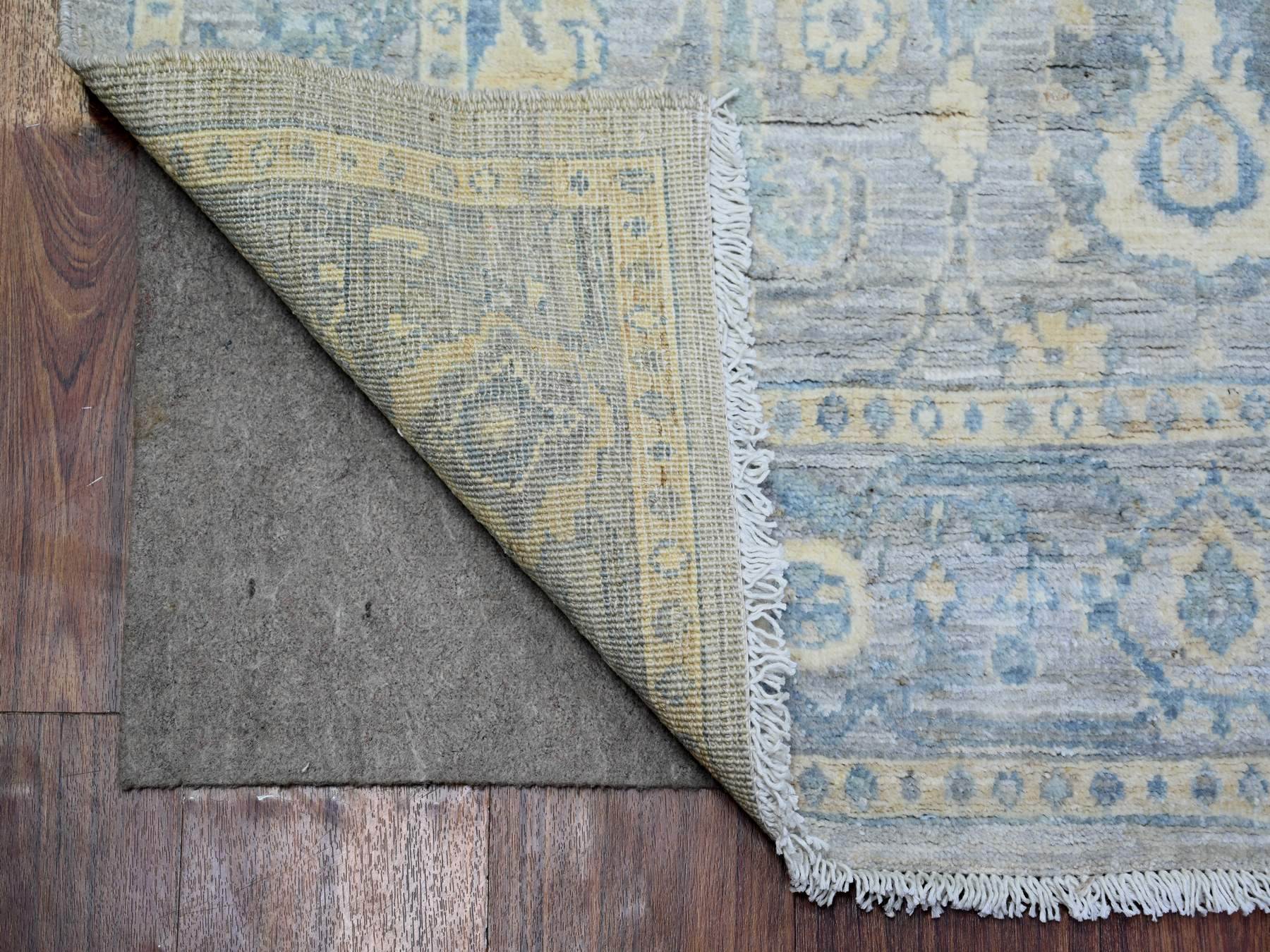 Peshawar Oushak hand-knotted wool runner in Gray & Blue, 4' x 10' — SKU O073682 (view 2)