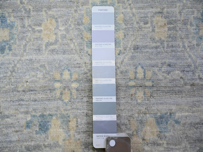 Peshawar Oushak hand-knotted wool runner in Gray & Blue, 4' x 10' — SKU O073682 (view 3)