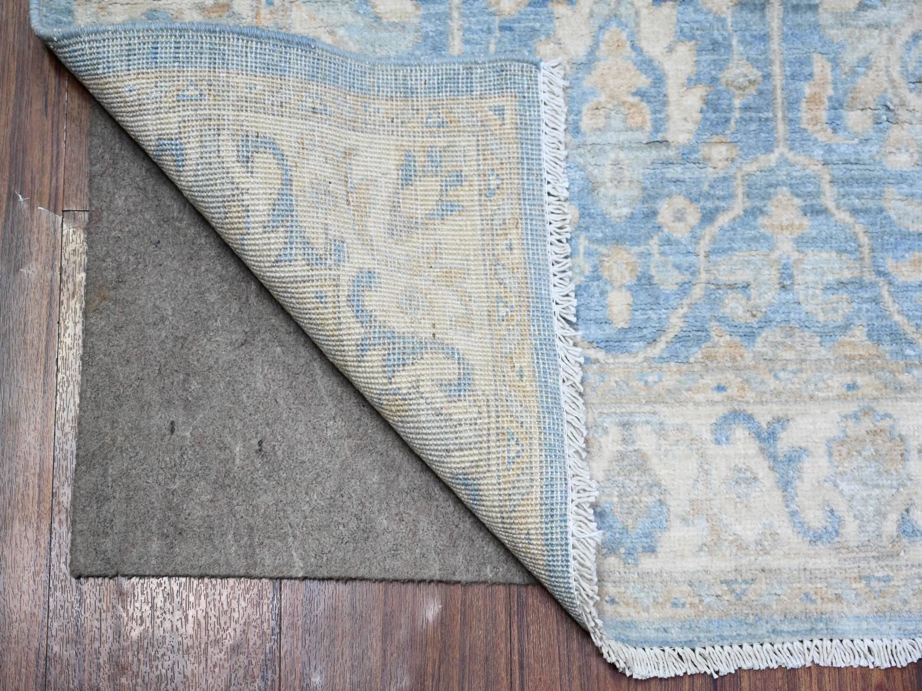 Peshawar Oushak hand-knotted wool runner in Blue & Ivory, 2'7" x 9'8" — SKU O073688 (view 2)