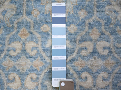 Blue 2'7" x 9'8" Oushak And Peshawar Hand knotted Wool Rug - Sku: O073688