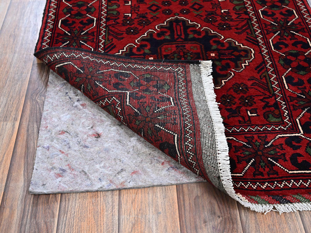 Tribal & Geometric hand-knotted wool rug in Red, 2'3" x 5' — SKU O0736 (view 3)