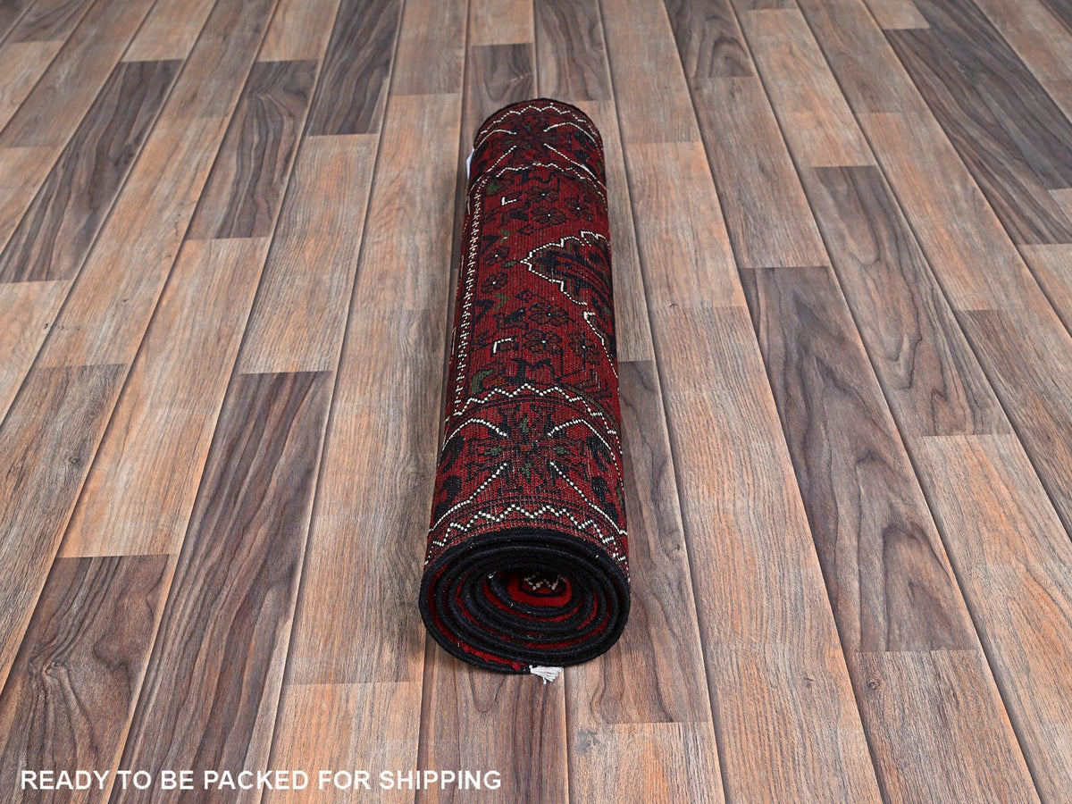 Tribal & Geometric hand-knotted wool rug in Red, 2'3" x 5' — SKU O0736 (view 5)