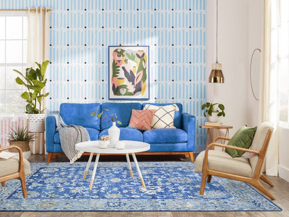 Blue 5'8" x 9'0" Oushak And Peshawar Hand knotted Wool Rug - Sku: O073706