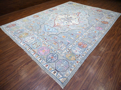 Tribal & Geometric hand-knotted wool rug in Gray, 10'1" x 13'9" — SKU O073707 (view 3)