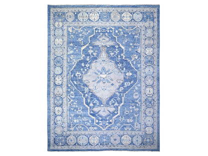 Blue 11'10" x 15'1" Tribal & Geometric Hand knotted Wool Rug - Sku: O073708