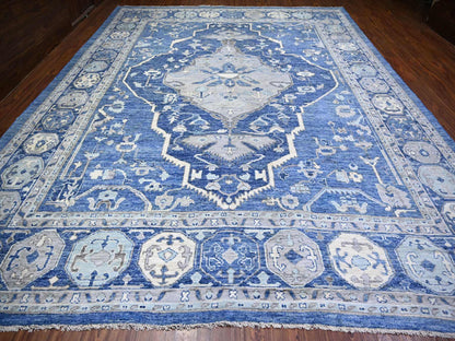 Blue 11'10" x 15'1" Tribal & Geometric Hand knotted Wool Rug - Sku: O073708