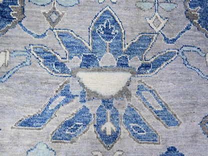 Blue 11'10" x 15'1" Tribal & Geometric Hand knotted Wool Rug - Sku: O073708