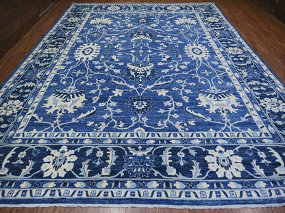 Blue 11'8" x 14'4" Oushak And Peshawar Hand knotted Wool Rug - Sku: O073716