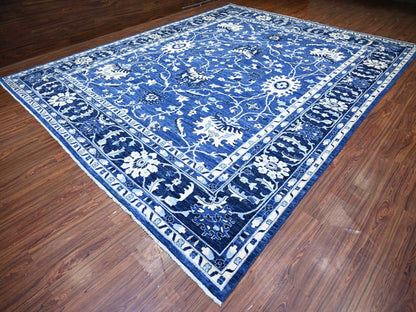 Blue 11'8" x 14'4" Oushak And Peshawar Hand knotted Wool Rug - Sku: O073716