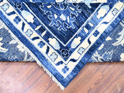 Blue 11'8" x 14'4" Oushak And Peshawar Hand knotted Wool Rug - Sku: O073716