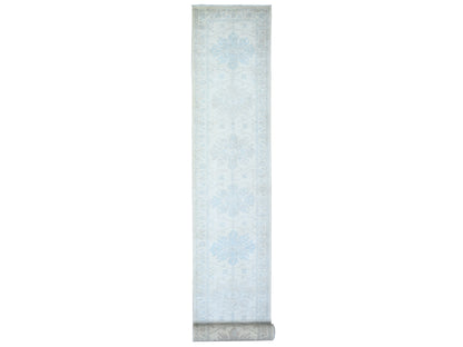 Peshawar Oushak hand-knotted wool runner in Ivory, 2'8" x 20'5" — SKU O073729