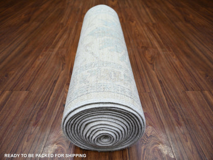 Peshawar Oushak hand-knotted wool runner in Ivory, 2'8" x 20'5" — SKU O073729 (view 4)