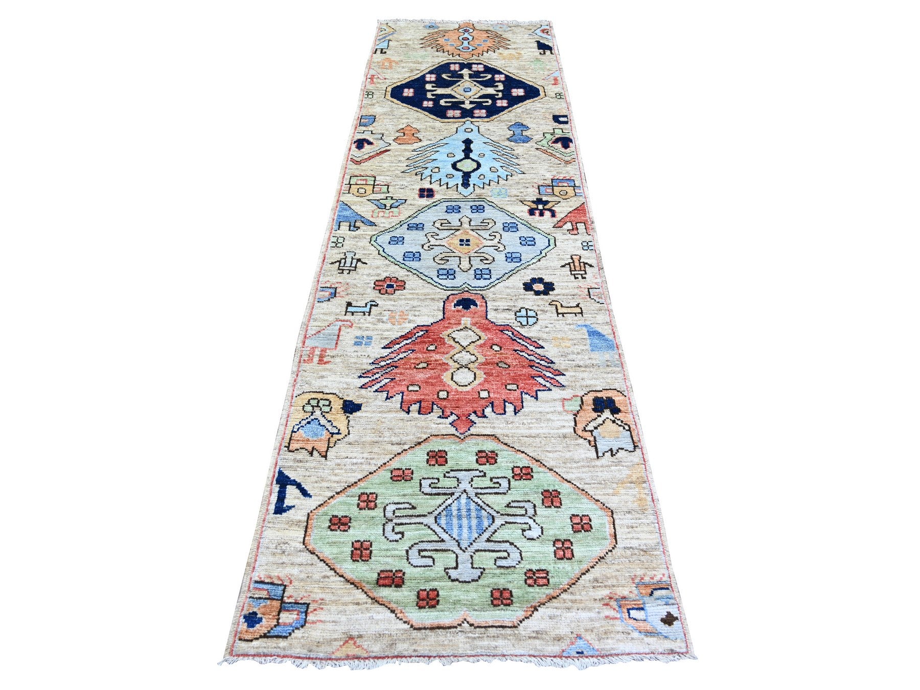 Brown 2'10" x 9'7" Tribal Hand knotted Wool Rug - Sku: O073735