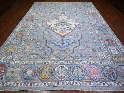 Tribal & Geometric hand-knotted wool rug in Gray, 10'3" x 13'7" — SKU O073737 (view 2)