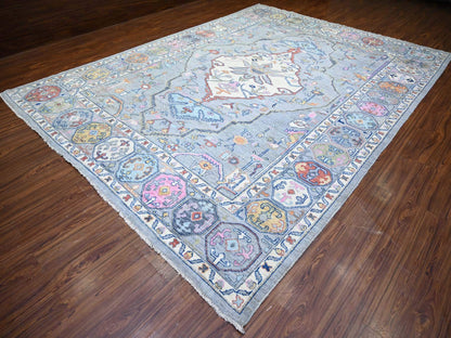 Tribal & Geometric hand-knotted wool rug in Gray, 10'3" x 13'7" — SKU O073737 (view 3)