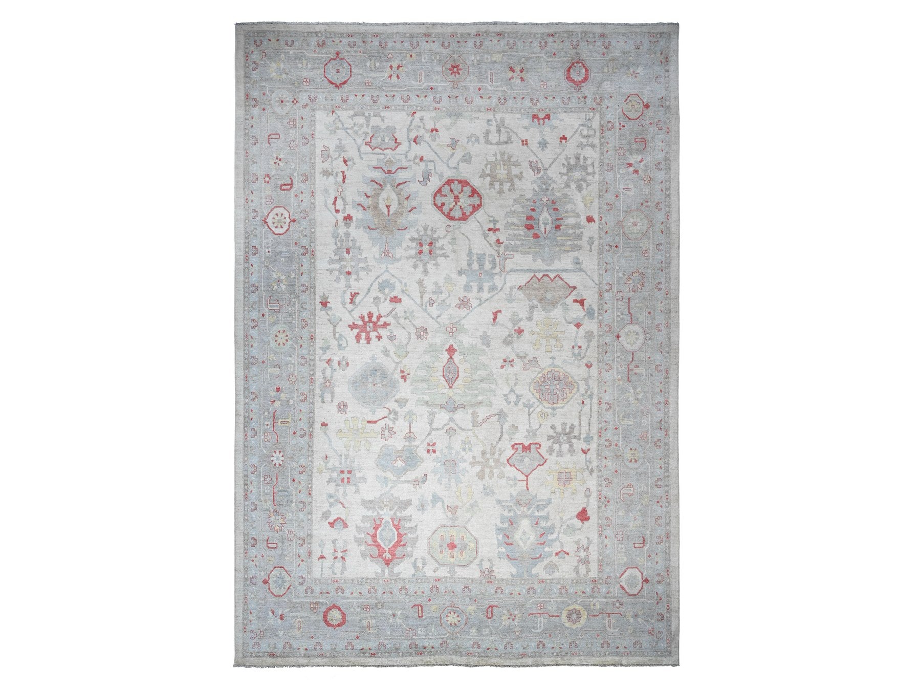 Oushak Oushak hand-knotted wool rug in Ivory & Gray, 13'10" x 19' — SKU O073797