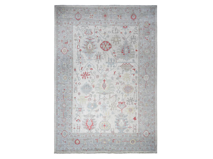 Oushak Oushak hand-knotted wool rug in Ivory & Gray, 13'10" x 19' — SKU O073797
