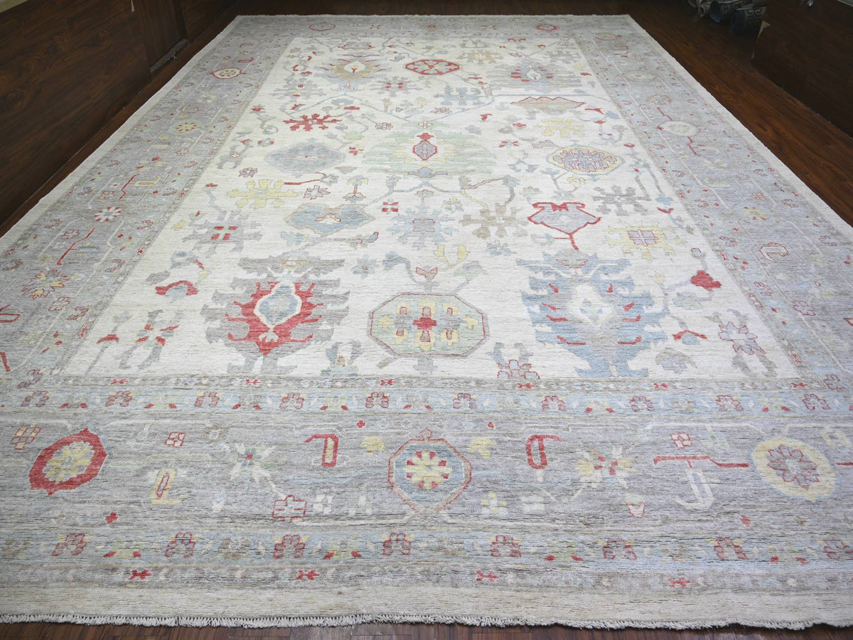 Oushak Oushak hand-knotted wool rug in Ivory & Gray, 13'10" x 19' — SKU O073797 (view 2)