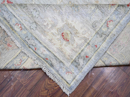Grey 8'3" x 9'8" Oushak And Peshawar Hand knotted Wool Rug - Sku: O073799