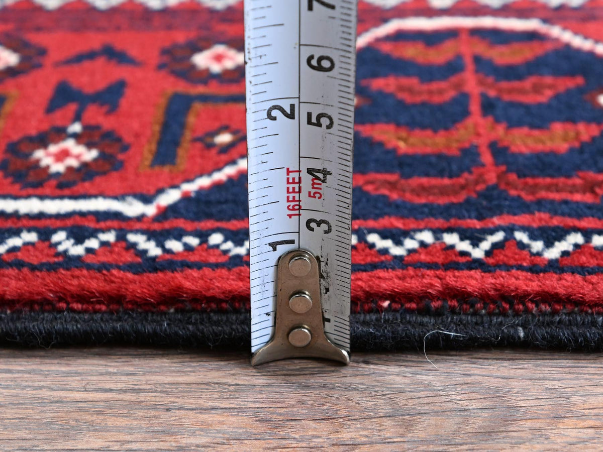 Tribal & Geometric hand-knotted wool runner in Red, 2'3" x 5' — SKU O0737 (view 6)