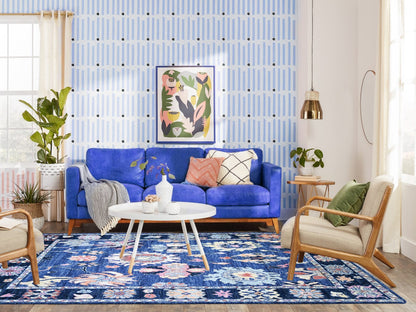 Blue 6'2" x 8'10" Oushak And Peshawar Hand knotted Wool Rug - Sku: O073802